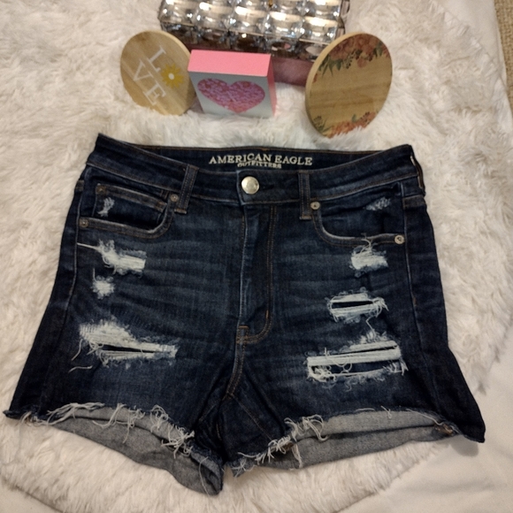 American Eagle Outfitters Pants - American Eagle Outfitters Dark Denim Next Level Stretch Shorts Size 8